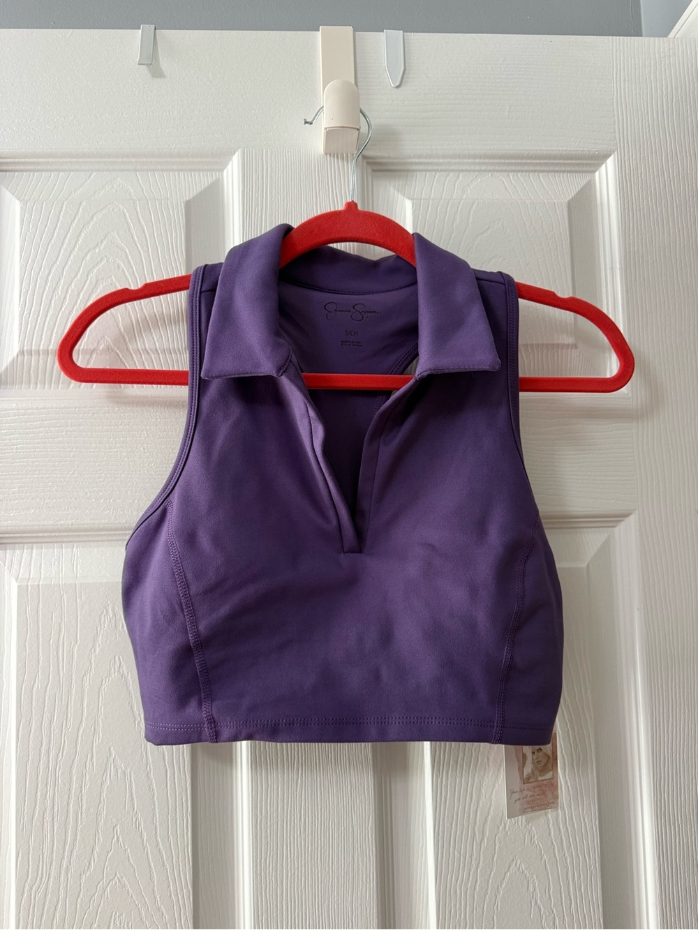 Jessica Simpson Purple Sleeveless Collared Crop Top